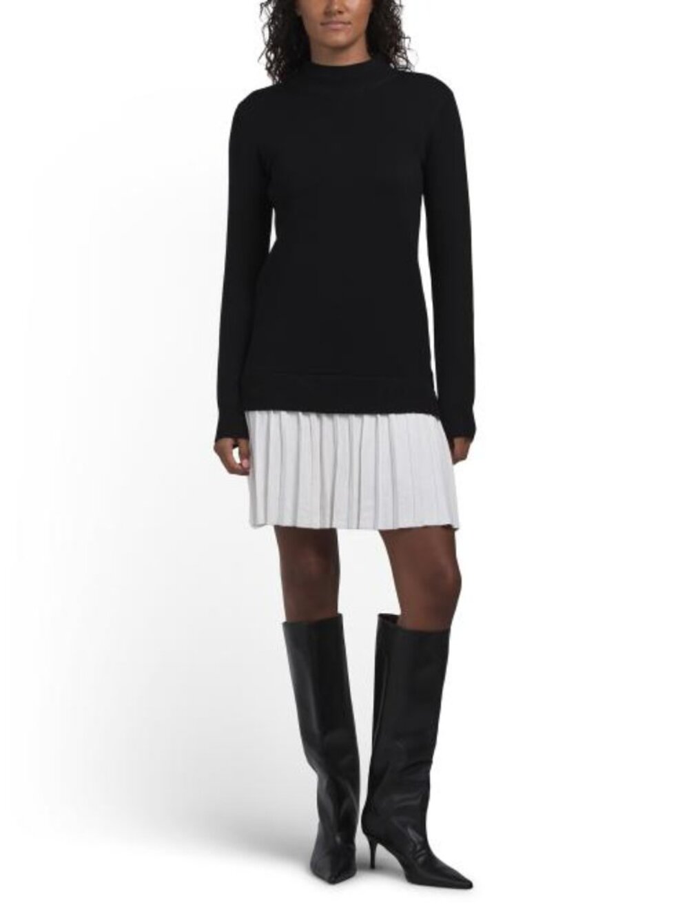 TAYLOR Pleated Hem Knit Mini Dress